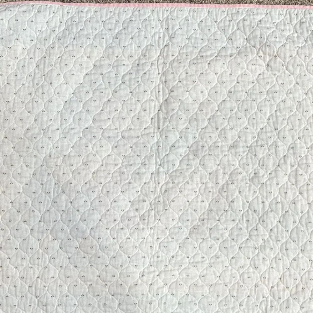 Quilted Crib Quilt Blanket Blue Pink Patchwork Teddy Bears Rag Doll Theme